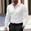 Wiosna Jesień Nowe Męskie Ubrania Koszula Casual Jednokolorowa Długi Rękaw Męska Kołnierzyk Slim Fit Koszula Top