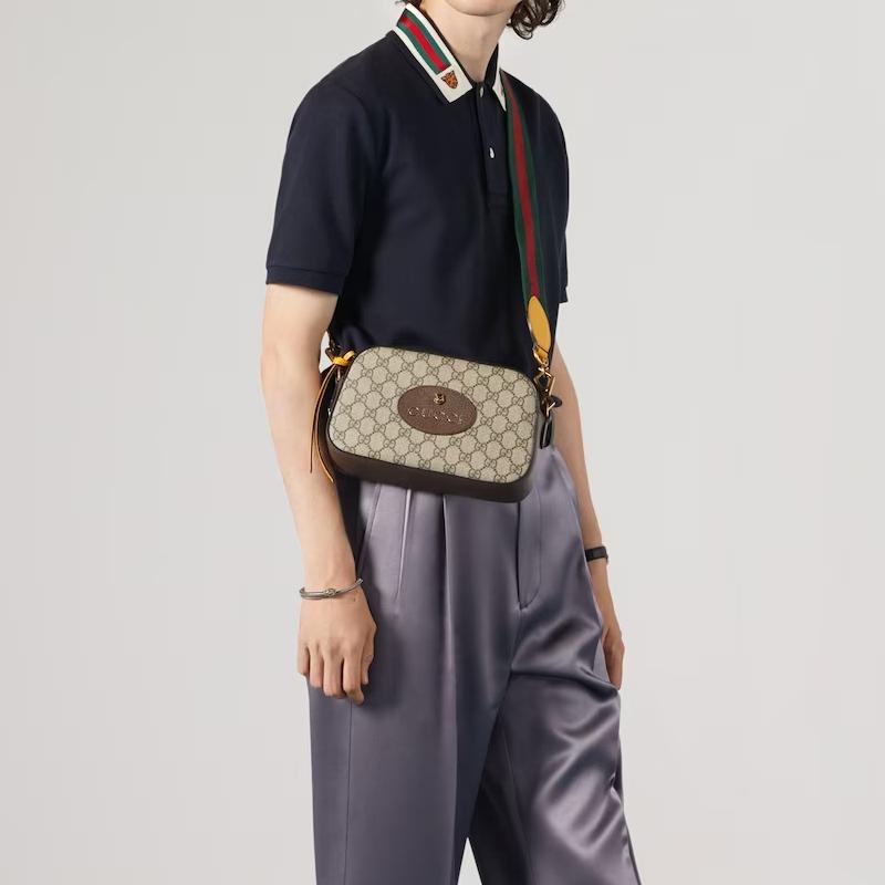 Gucci GG Supreme Neo Vintage Mini Messenger Bag,Canvas Brown Leather, Unisex Crossbody Camera Bag for Daily Shopping Travel 476466-K9GVT-8856