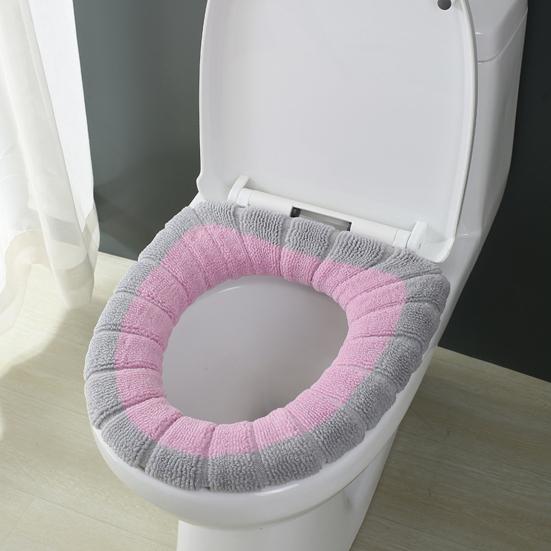 1/4Pcs Toilet Seat Covers Stretchable Thick Soft Padded Toilet Seat Warmer Cushion with Handle