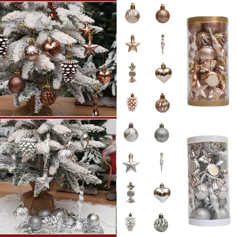 31Pcs Christmas Celebration Baubles Tree Decorations Colorful Shatterproof Baubles Stylish Festives Home Embellishment