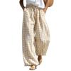 Women's Trendy High Waisted Plaid Pants with Elastic Waistband and Pockets for Casual Daily Wear