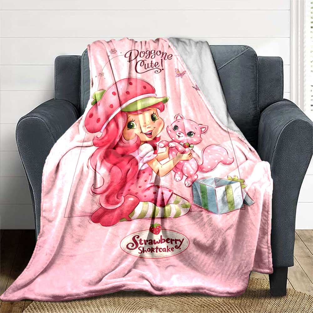 Strawberry Shortcake'S Cute Moment Blanket Soft Warm Cozy Throw Blanket for Office Chair Sofa Couch Office Bed Picnics Warmthful Decor Gifts Y2