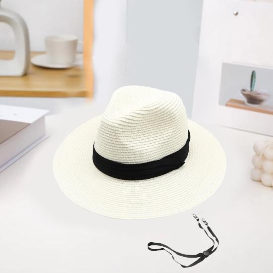 Beach Sun Straw Hat for Women Wide Brim Sun Protection Woven Hat Summer Foldable Packable Roll Up Cap for Travel