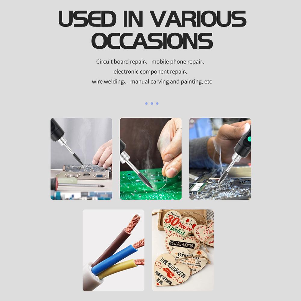 15W USB Smart Temperature-Adjustable Soldering Iron 180-450°C Adjustable Soldering Kit Type-C Interface Includes Soldering Tip