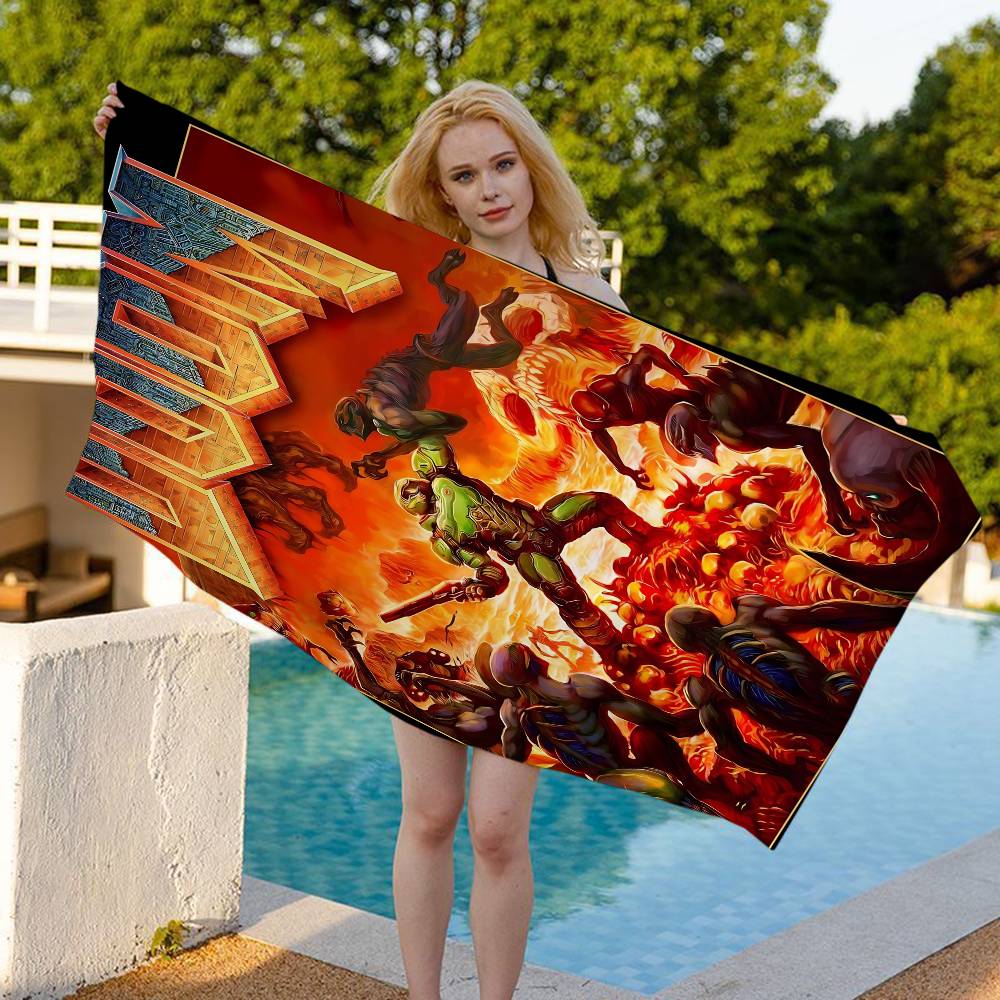 Cool Movie D-Doom Anime Beach Swimming Towel Soft Absorbent Washcloth Children's Gifts For Kids Travel Camping Gym