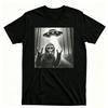 Bigfoot Ufo Selfie Shirt Alien Spaceship Sasquatch Cryptid Fun Graphic Tee Vintage Graphic Short Sleeve Halloween Party Tops