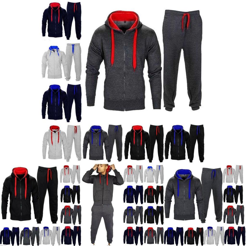 Luxuriously Warm Men's Tracksuit Set With Fleece Zip Hoodie And Jogging Bottoms
