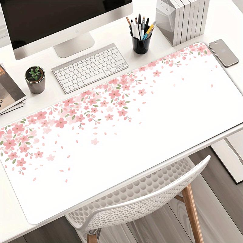Cherry Blossom Gaming Mouse Pad Elegant Floral Design Extended Large Desk Mat with NonSlip Base
