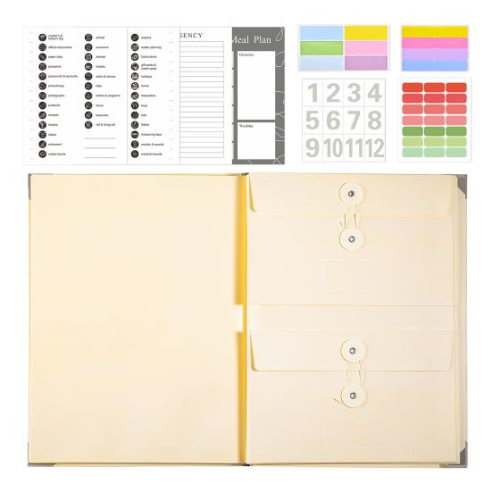 File Bag Holder with Labels And Stickers Multi-layer File Storage Bag Tear Resistant Document Organizer Office