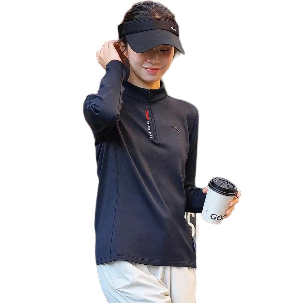 Anta Training Series Simple Stand Collar Letter Casual Versatile Comfortable Sports Knit Top Women tops 162547406-3