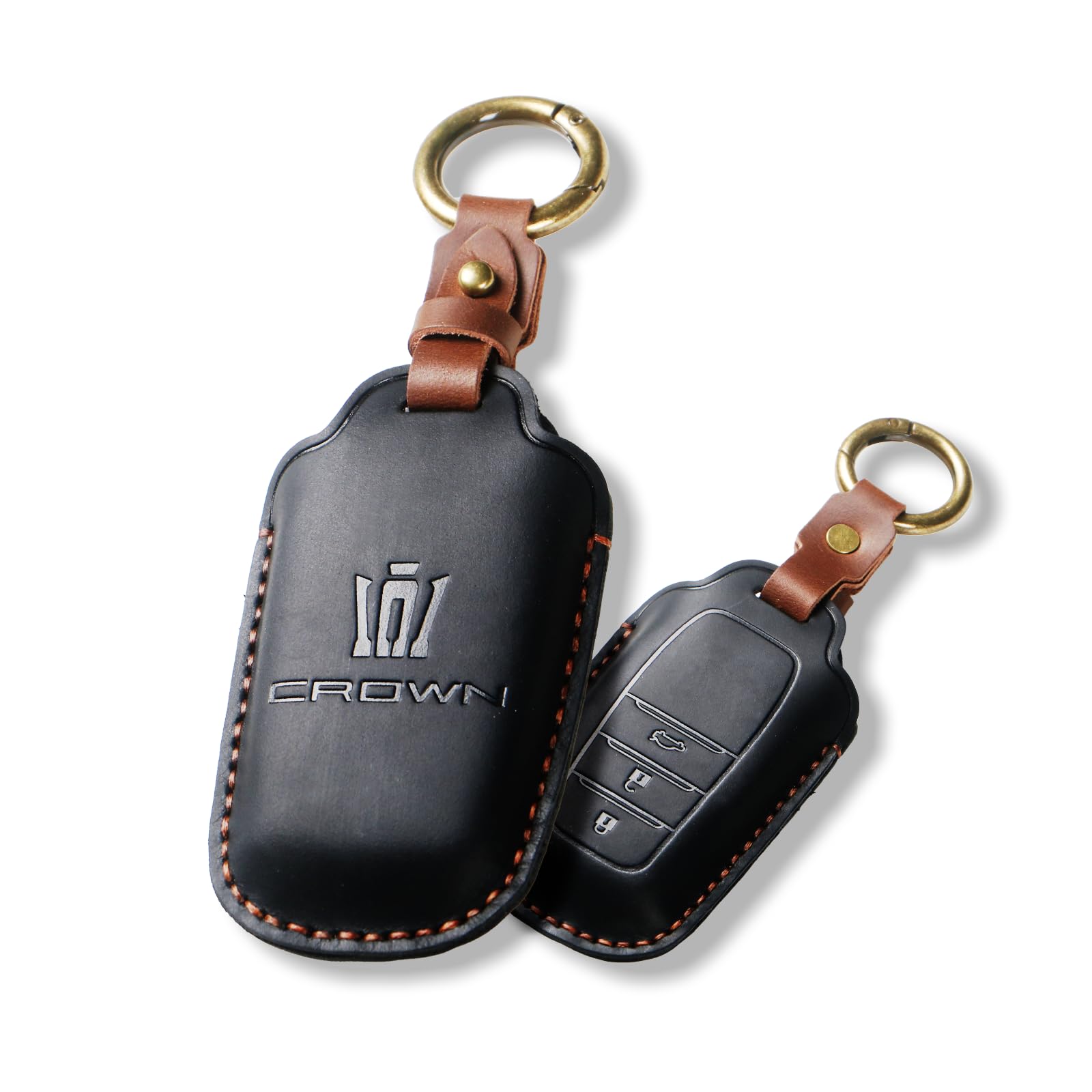 

16th Generation Crown Dedicated Key Case Accessory by Top Grain Leather Logo Engraved Protection CROWN Goods Parts Key Cover [Anlectro]
