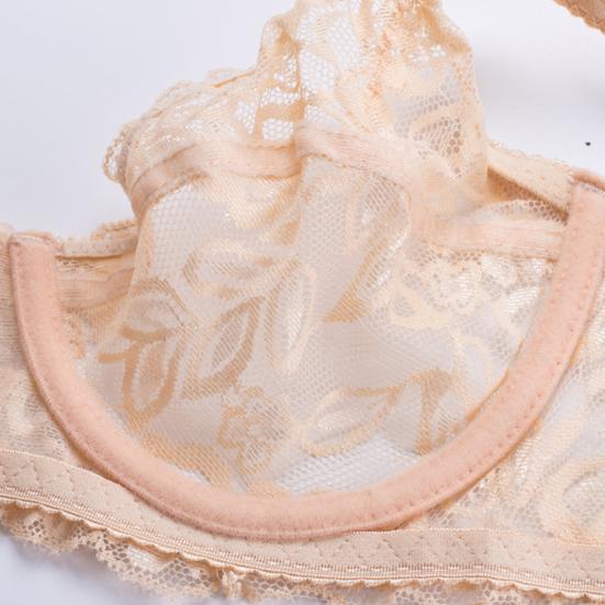 Sexy Lace Bra with Shoulder Strap Breathable Seamless Fit Hollow Out Bralette Push-up Bra Embroidery