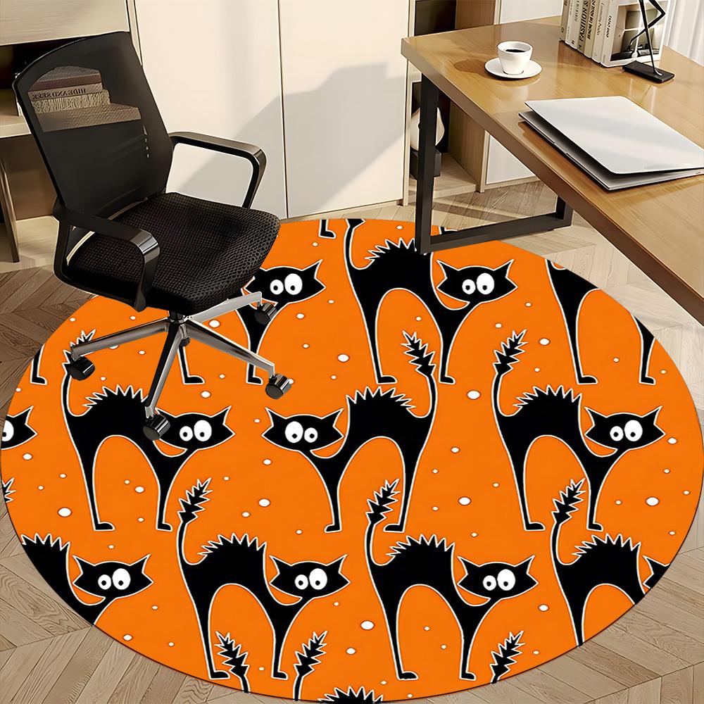 1PC Halloween Cats Chair Carpet for Office, Indoor Non-Slip Washable Carpet, Soft Comfortable Mat For Office Room yy250930216