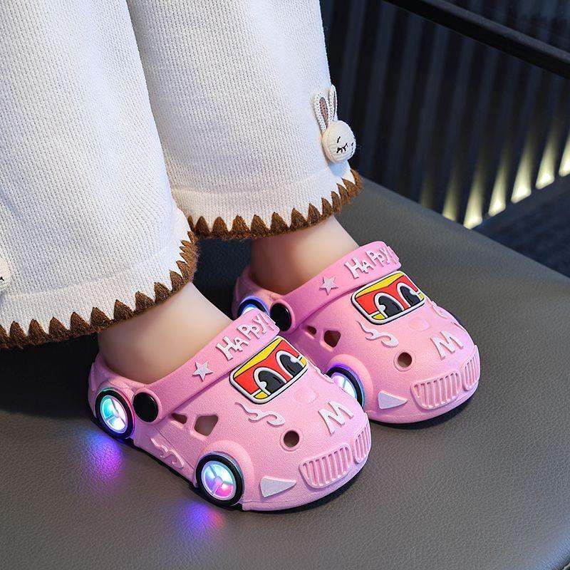 Summer Children's Car Light-emitting Non-slip Soft Bottom Large and Small Children's Bathroom Baby Sandals Slippers Children's Slippers New
