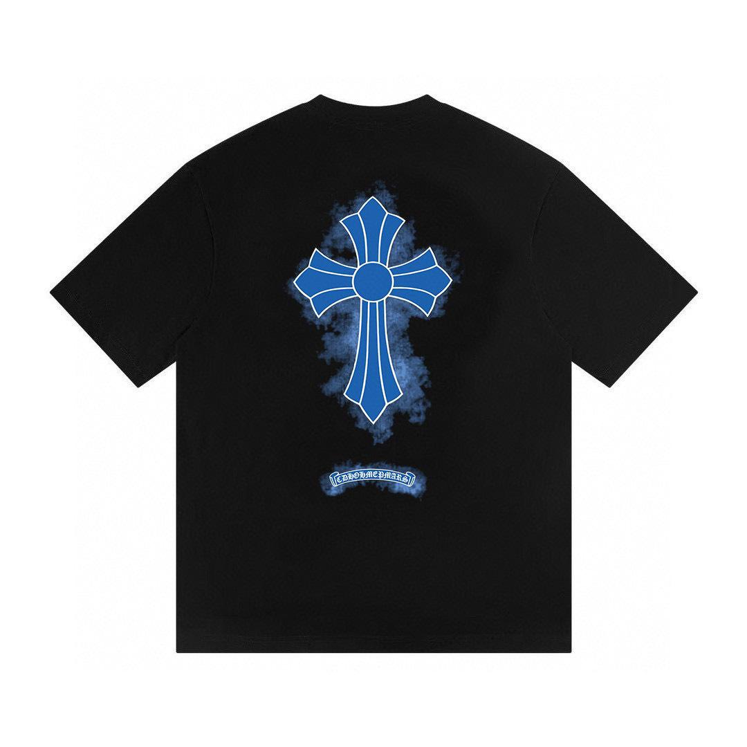 Chrome Hearts T05  Zomer Nieuw Hoge Kwaliteit Katoen Ronde Hals Los Grote Maat Heren en Dames T-shirt Koppel T-shirt S zwart
