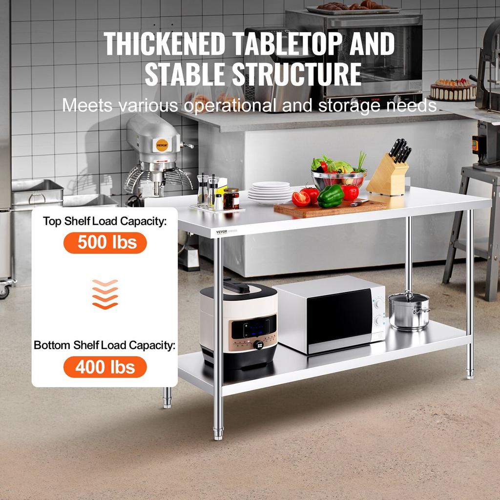 Stainless Steel Work Table Commercial Kitchen Work Food Prep Table 24"x60"