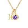 eManco Zodiac Rune Necklace with Rhinestone Birthstone in Stainless Steel