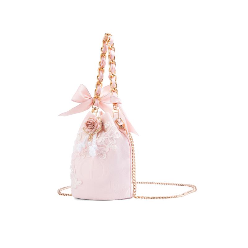 Dior Borsa Stile DIY Beauty Case Nebbia di Pesca Fiocco, Jinghe, Decorazione Floreale, Tela, Appuntamento, Pendolarismo, Borsa con Coulisse Rosa, Conservazione e Portabilità,