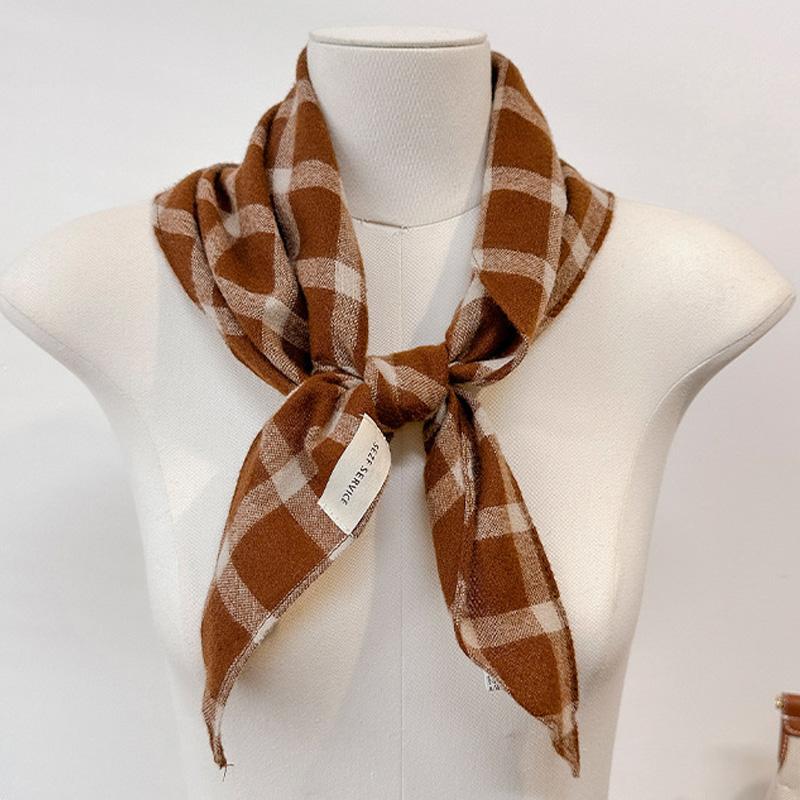 1Pc Acrylic cashmere-like Multi-functional Diamond Shaped Leisure Scarf Versatile Plaid Pattern Solid Color Shawl
