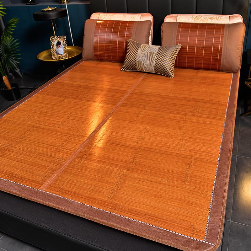 Bamboo Ice Silk Summer Cooling Mat: Foldable Double-Sided Mat for Dormitory or Home, 1.8m