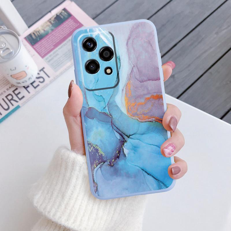 For Honor 200 90 400 Pro Lite Phone Case Brown Leopard Print Soft Silicone TPU Cover Colorful Marble Fundas Coque Shell Bumper