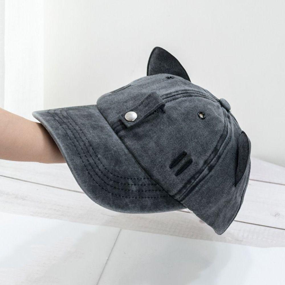 Breathable Cat Ears Baseball Cap Sweet Duck Tongue Cap Simple Sun Protection Cap  Streetwear