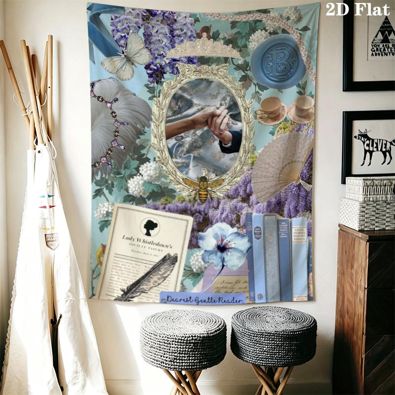 Bridgerton Wall Tapestry Aesthetic Wall Hanging Printed Fabric Blanket Decorative Tapestries for Bedroom Living Room Home Decor