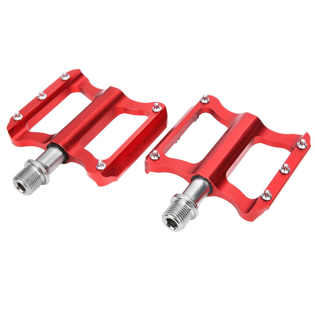 Road Bike   Flat Pedal Aluminum Alloy Non-Slip   Pedal Bike Accessory(Red )