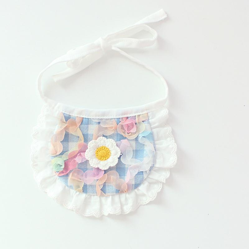 

Модный собачий слюнявчик с милым кружевом, слюнявчик для щенков, шейный платок, аксессуары для домашних животных для собак, шарф синий