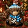 Resin Animal Statue Winter Highland Cow Figurine, Cattle for Desk Decor Decor, Shape Ornament Home Office