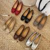 New 2025 Women's Soft Leather Slip-On Round Toe Shoes Comfortable Thick Heel Single Shoes Fashionable Low Heel Synthetic Lined