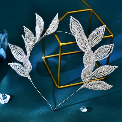 1PC Angel Style Headwear Bride Leaf Shaped Rhinestone Headband Bridal Wedding Dress Hair Accessories