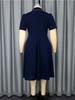 AOMEI Elegant Women Dresses Turn-Down Collar High Waist A Line Short Sleeve Knee-Length Causal Office Gowns Plus Size
