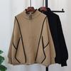 Autumn and Winter New Zipper Casual Versatile Knitted Double-sided Coat Loose Temperament Sweater Cardigan Women