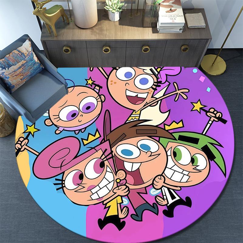 The Fairly OddParents Round Area Rug,Carpet Rug for Living Room Bedroom Sofa Playroom Decor,Non-slip Floor Mat