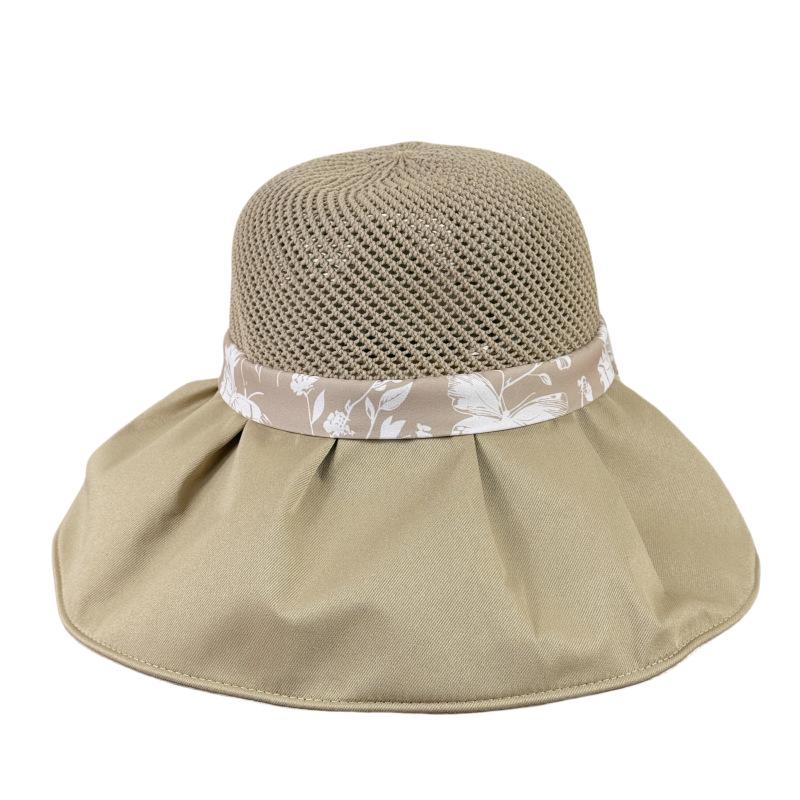 Women's Printed Bow Fisherman Hat with Large Brim Summer UV Resistant Folding Sun Hat