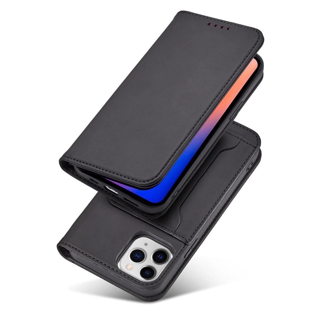 Magnet Card Case Etui Do Iphone 12 Pro Max Pokrowiec Portfel Na Karty Kartę Podstawka Czarny
