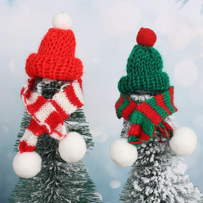 5/50Sets Mini Knitting Scarf Wine Bottle Decor Christmas Party Tabletop Dinner DIY Decorative Ornaments Mini Santa Hats Scarf