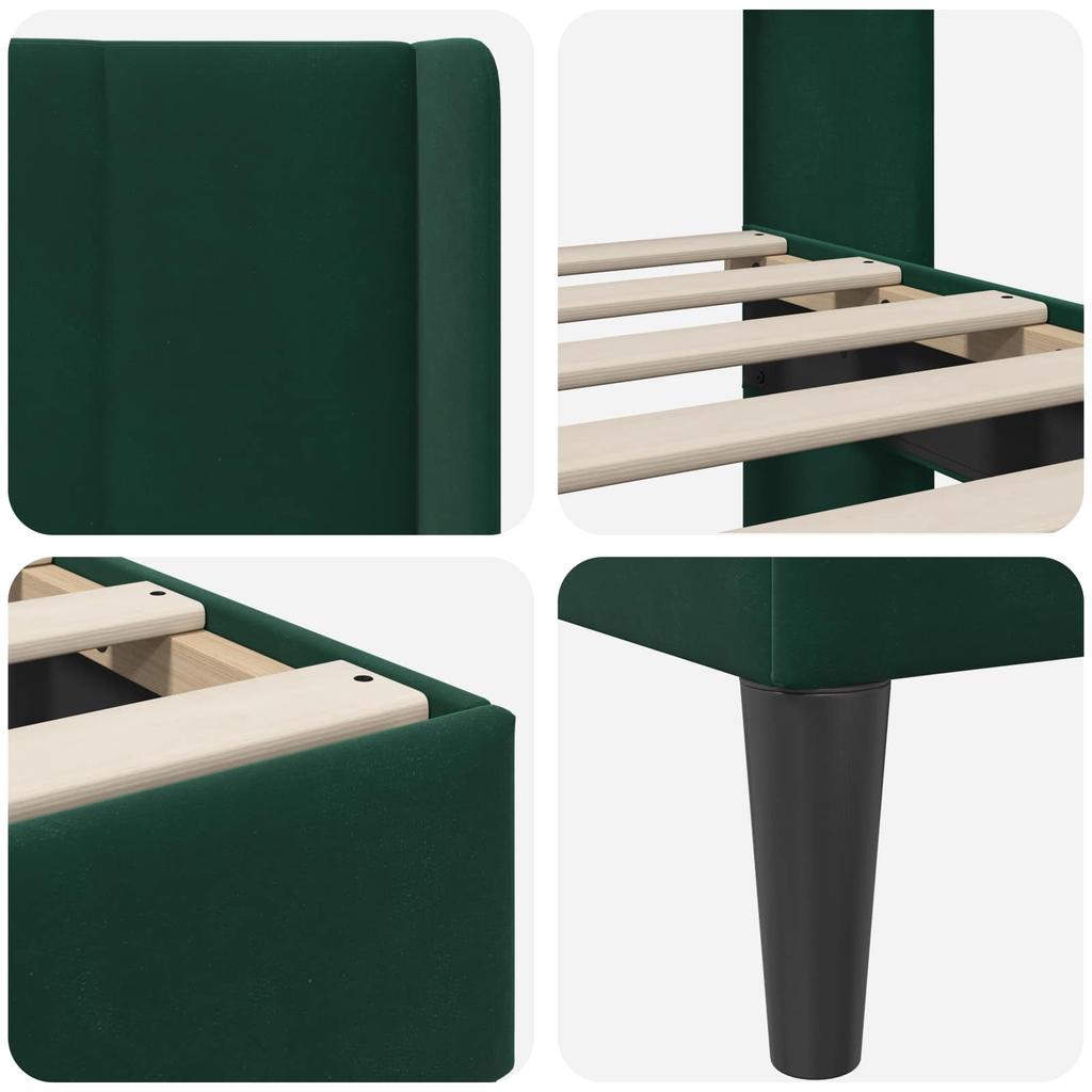 Bed Frame with Headboard Dark Green 120 x 190 cm Velvet