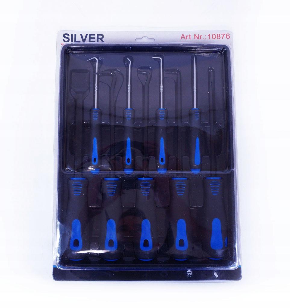 Set of Hooks Points Skewers Scrapers 9 Pcs. Silver S10876