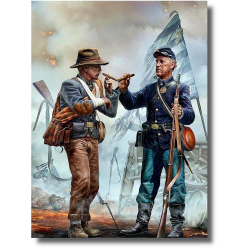

Master Box 1/35 Scale Civil War Plastic Model Kit, Two Union and Confederate Soldiers, Brothers Reunion, End of the War in 1865, MB35198
