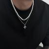 Hip Hop Pearl Diamond Necklace Set Male Tide Personality Clavicle Chain Jewelry