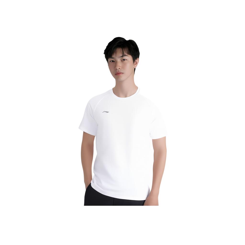 Li Ning Sports Lifestyle Series Solid Color Breathable Versatile Casual Short Sleeve T-Shirt Men Tops White ATSV437-6