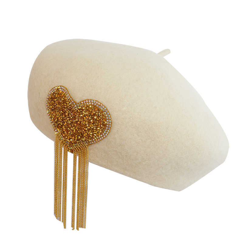 New Love Tassel Beret Korean Warm Hat for Women's Retro Woolen Painter Hat Versatile Beret Hat