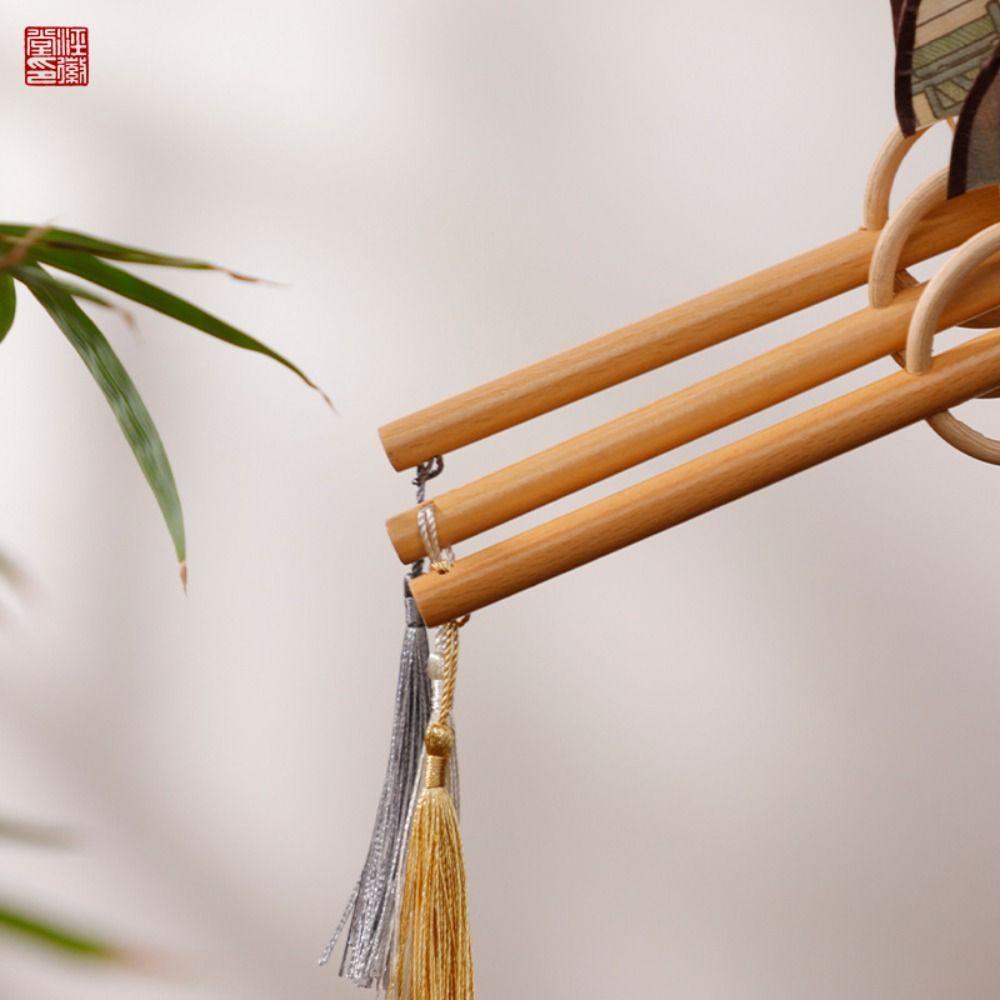 DIY Calligraphy Vintage  Group Fan Wooden Shank Hand Fan Traditional Xuan Paper Fan  Female