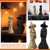 Skeleton Witch Statue Halloween Decoration Resin Figurine Standing Witch with Skull Details Gothic Horror Theme Ornament for Indoor Outdoor Display