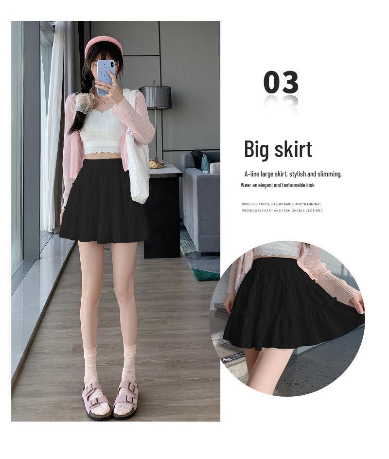 Sweet Summer Puff Pleated High-Waist Skirt: Petite & Anti-Exposure