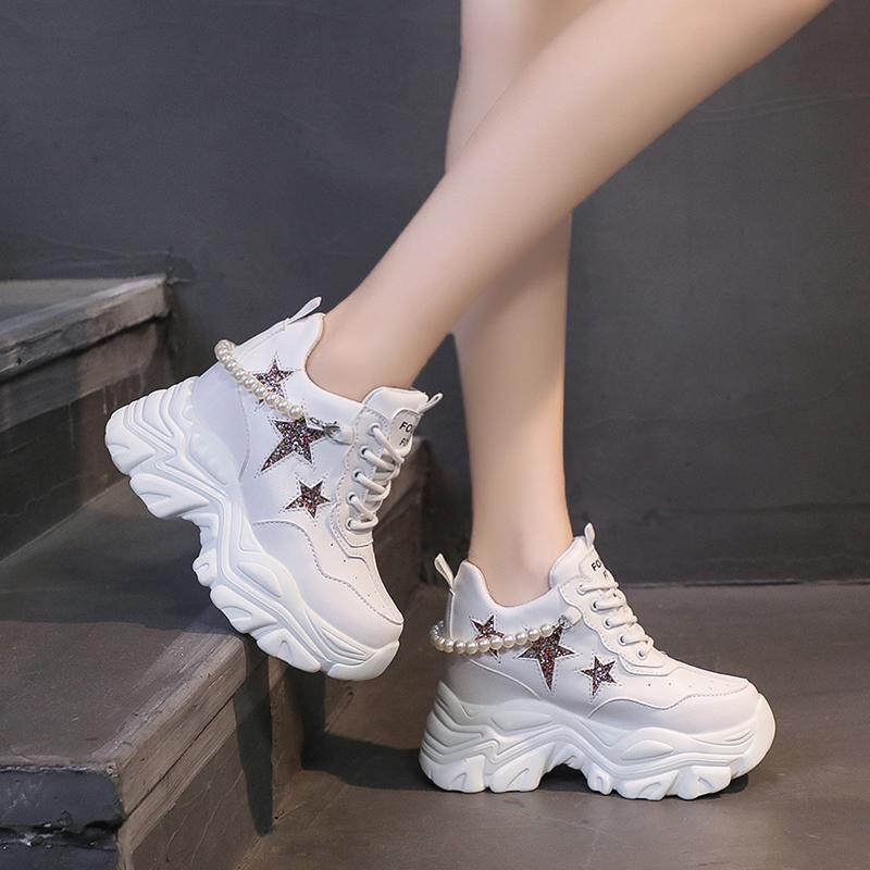 Fashion High Quality High Platform Shoes Woman Autumn Chunky Sneakers Increased 10cm Ladies Shoes Trainers Zapatillas Deportivas Mujer