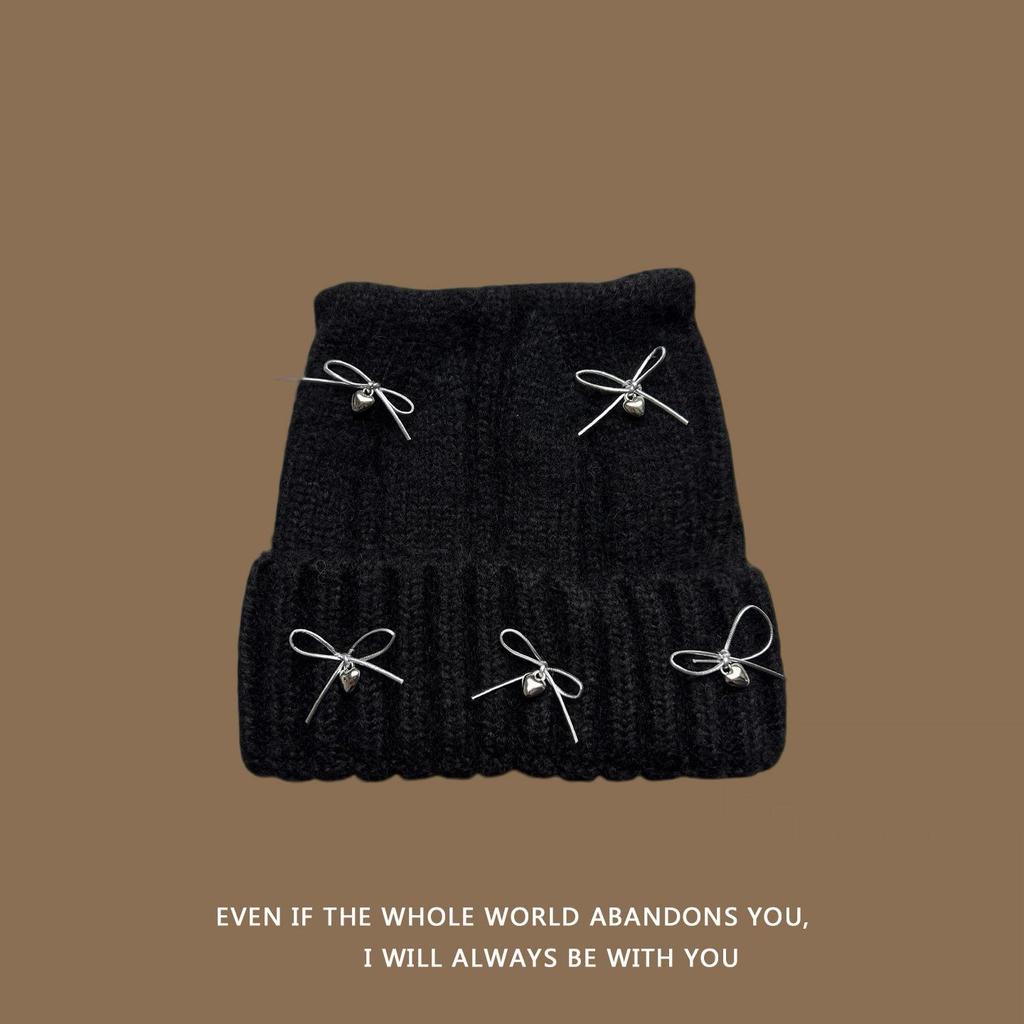 2025 Autumn/Winter Cat Ear Knit Hat - Warm & Versatile with Face-Flattering Bow Design