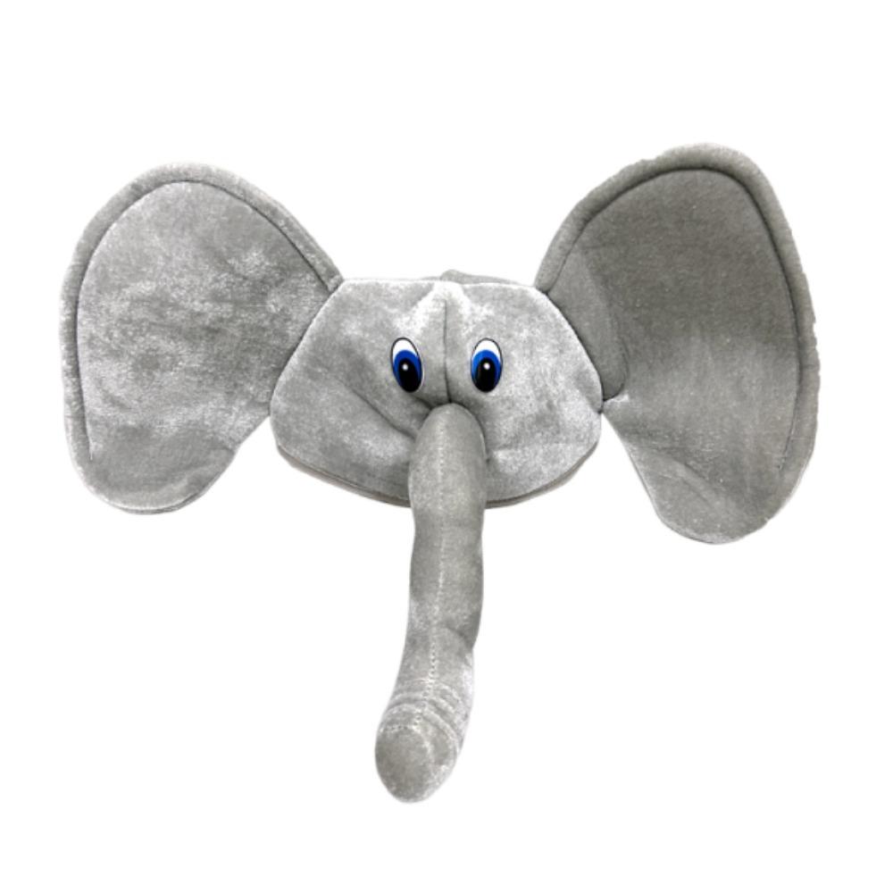 Creative Elephant Trunk Cap Cartoon Elephant Head Cover Plush Animal Hat Photo Props серый